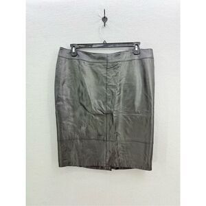 Sejour Womens Black Leather Flat Front Straight & Pencil Skirt Size 16W